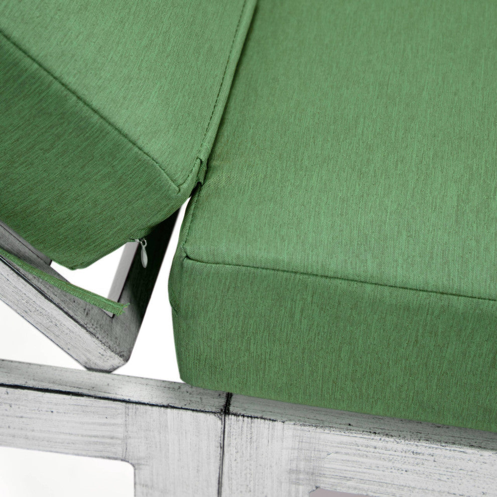 LeisureMod Chelsea Weathered Gray Chaise Lounge and Cushions, Green