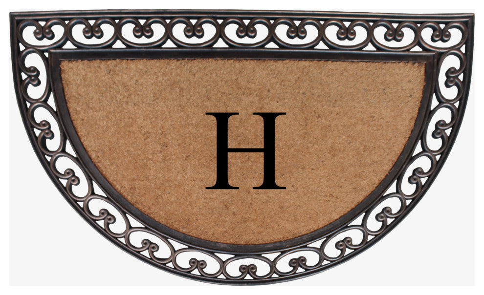 A1HC Natural Coir Monogrammed Door Mat For Front Door, 30"x48", H
