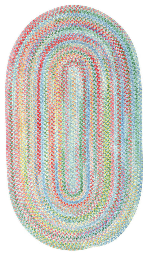 Capel Baby's Breath Medium Blue 0450_440 Braided Rugs - 4' X 6' Oval