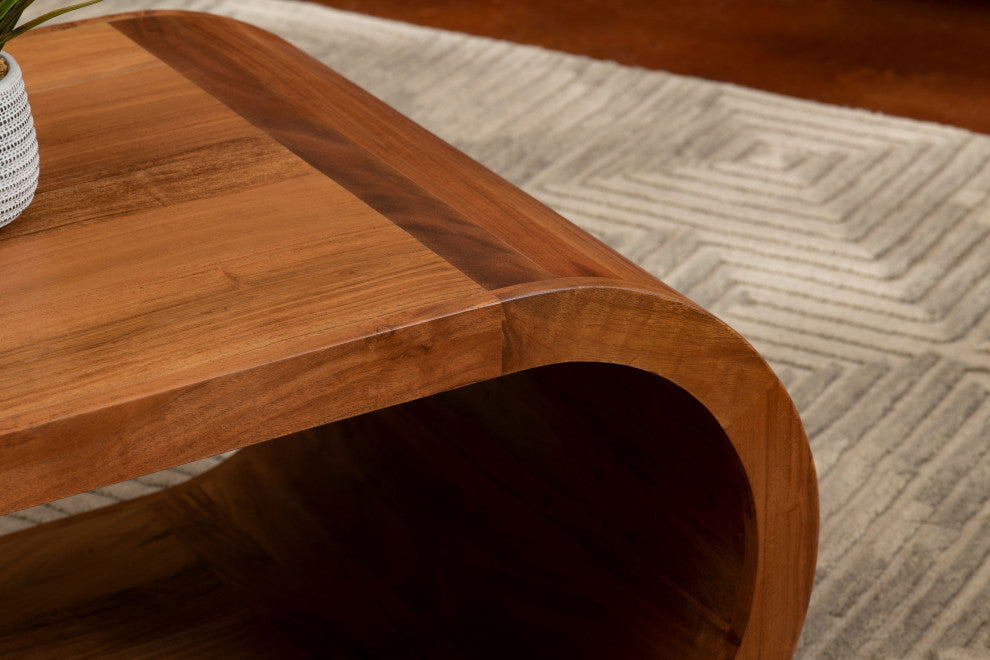 Infinity Cocktail Table, Natural Wood