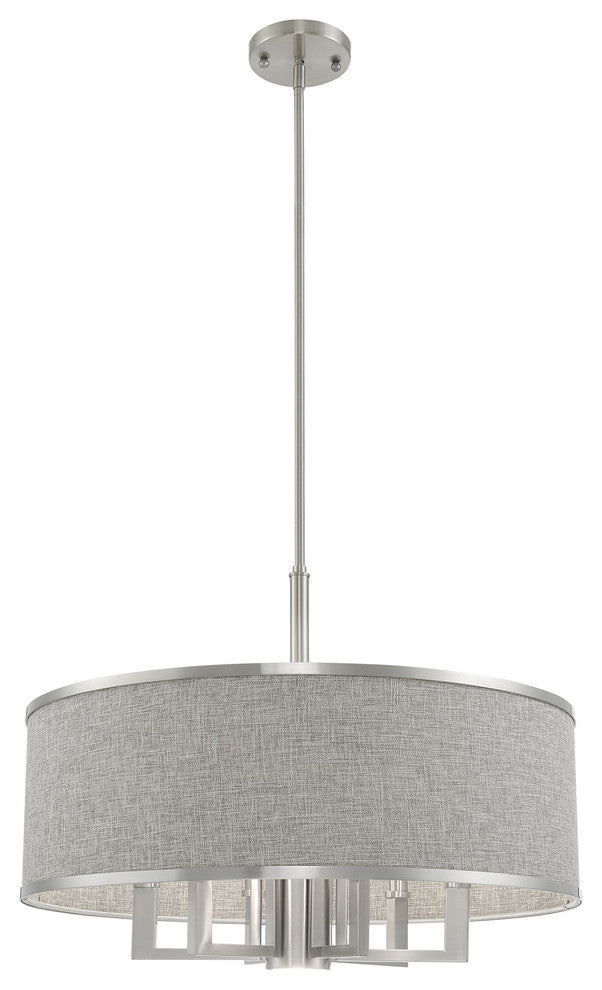 Livex Lighting Brushed Nickel 6 + 1 * Light Pendant Chandelier