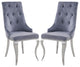Benzara BM250221 S/2 Side Chair With Button Tufting & Metal Legs, Gray/Silver