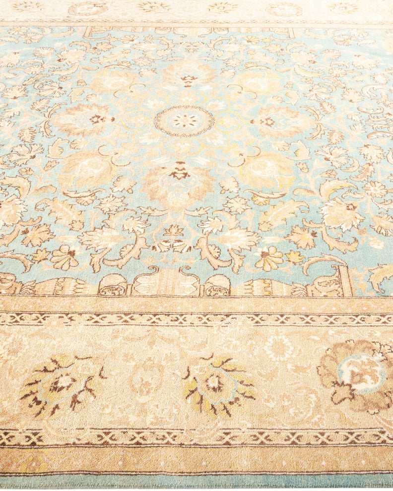 Eclectic, One-of-a-Kind Hand-Knotted Area Rug Light Blue, 8'0"x9'7"