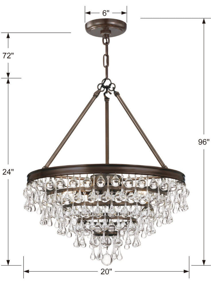 Crystorama Lighting Group 136 Calypso 6 Light 20"W Chandelier - Vibrant Gold