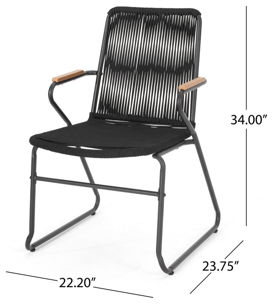Luca Modern Outdoor Rope Weave Club Chair, Set of 2