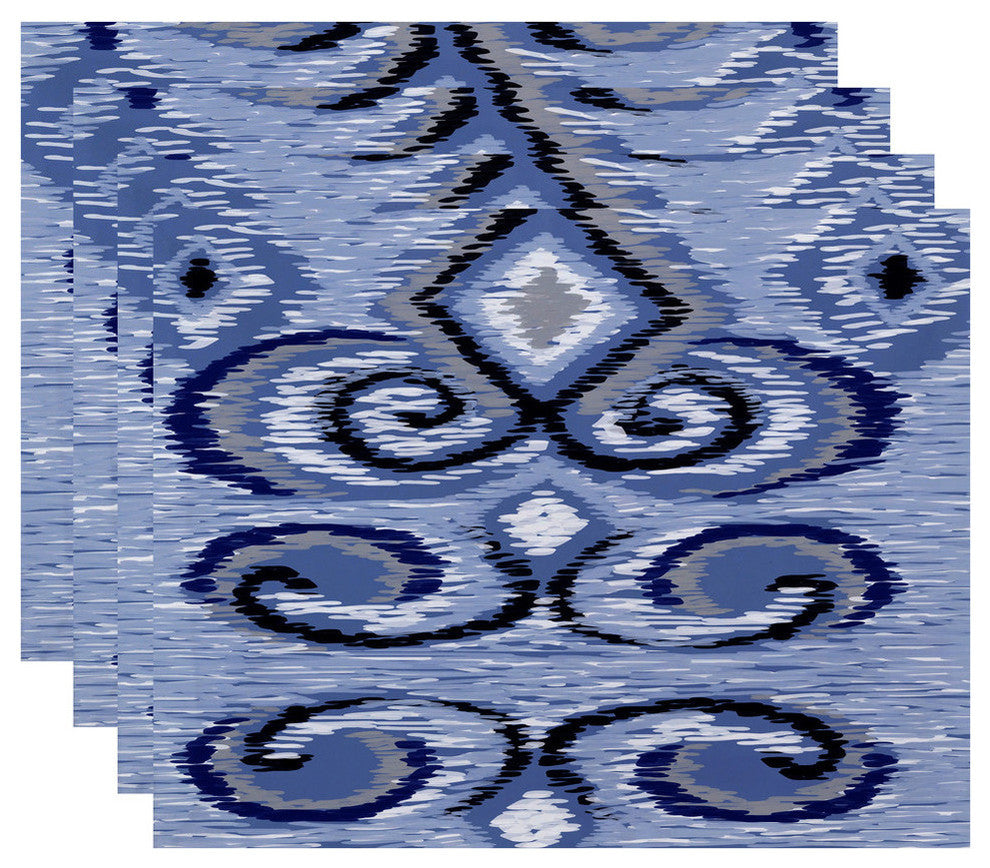 Ikat'S Meow Geometric Print Placement, Dust, Set of 4