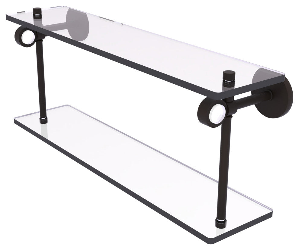 Clearview 16" Two Tiered Glass Shelf, Oil Rubbed Bronze