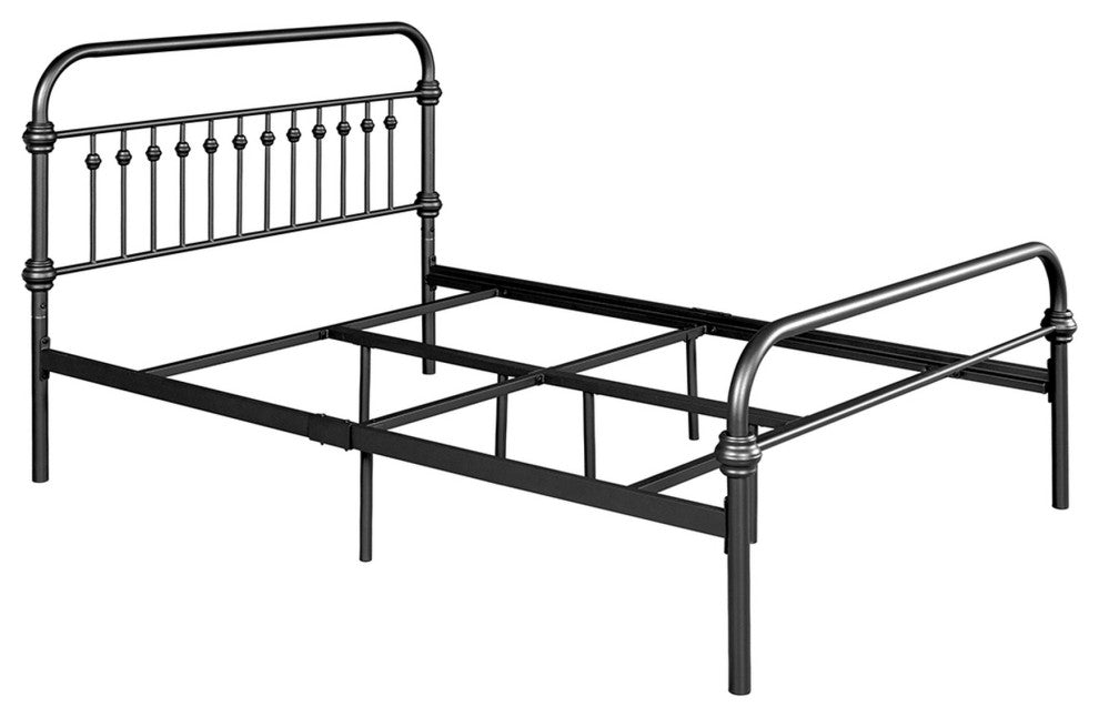 Twin/Full/Queen Wood Frame Platform Bed with Center Support Legs, Black, Full