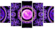 Purple Psychedelic Relaxing Art, Abstract Canvas Art Print, 60"x32", 5 Panels