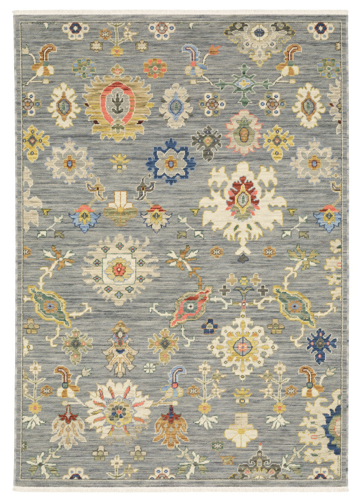 Leoness Floral Fun Indoor Area Rug, Grey, 6'7" x 9'6"