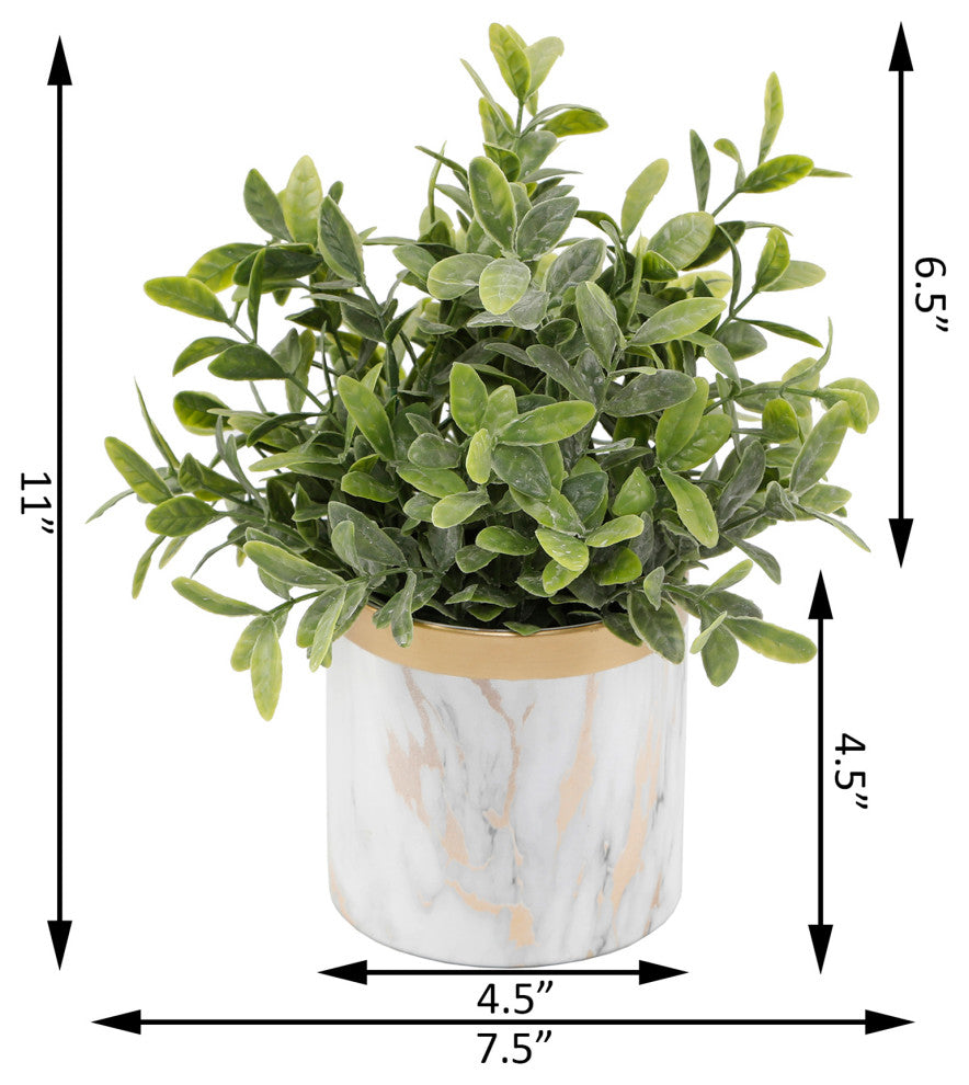 Tea Leaf In Gd Marble 4.5" Ceramic Pot