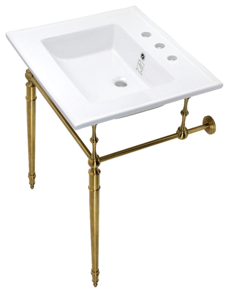 Kingston Brass KVPB25227-E-SET Edwardian 25"W Console Sink Set - White /