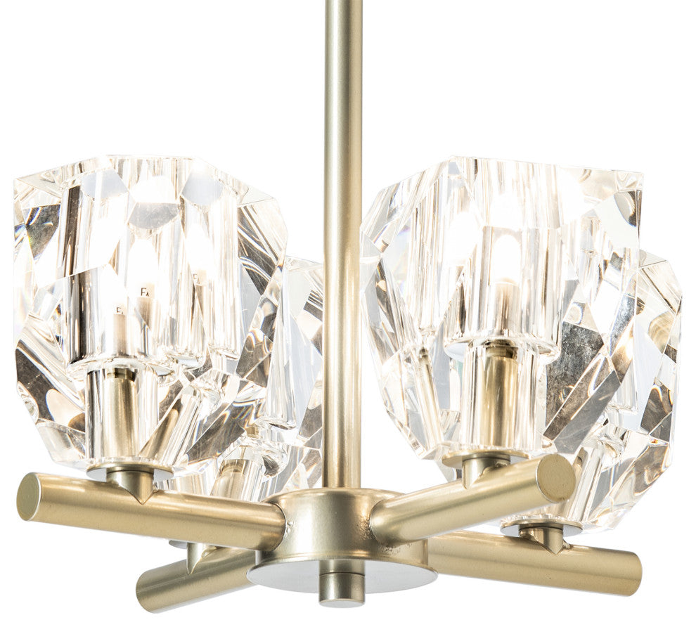 Gatsby 4-Light Semi-Flush/Pendant, Modern Brass Finish, Crystal Accents