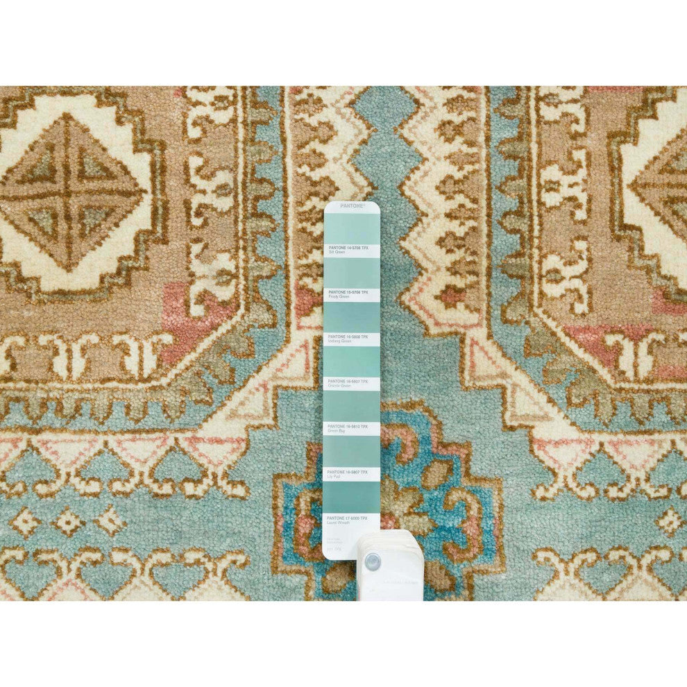 Hand Knotted Wool Caucasian Gul Motifs Distinct Abrash Oriental Rug 9'1"x12'1"