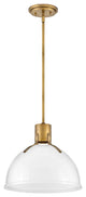Hinkley 14" Argo Small Pendant Ceiling Light, Heritage Brass + Cased Opal Glass