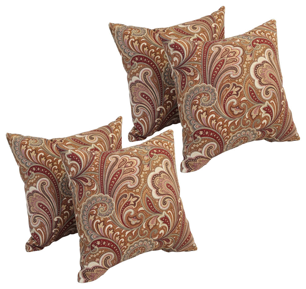17" Square Polyester Outdoor Throw Pillows, Set of 4, Merona Cinnabar