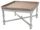 Benzara BM285220 33" Coffee Table, Tray Top, Rustic Fir Wood, Antique White