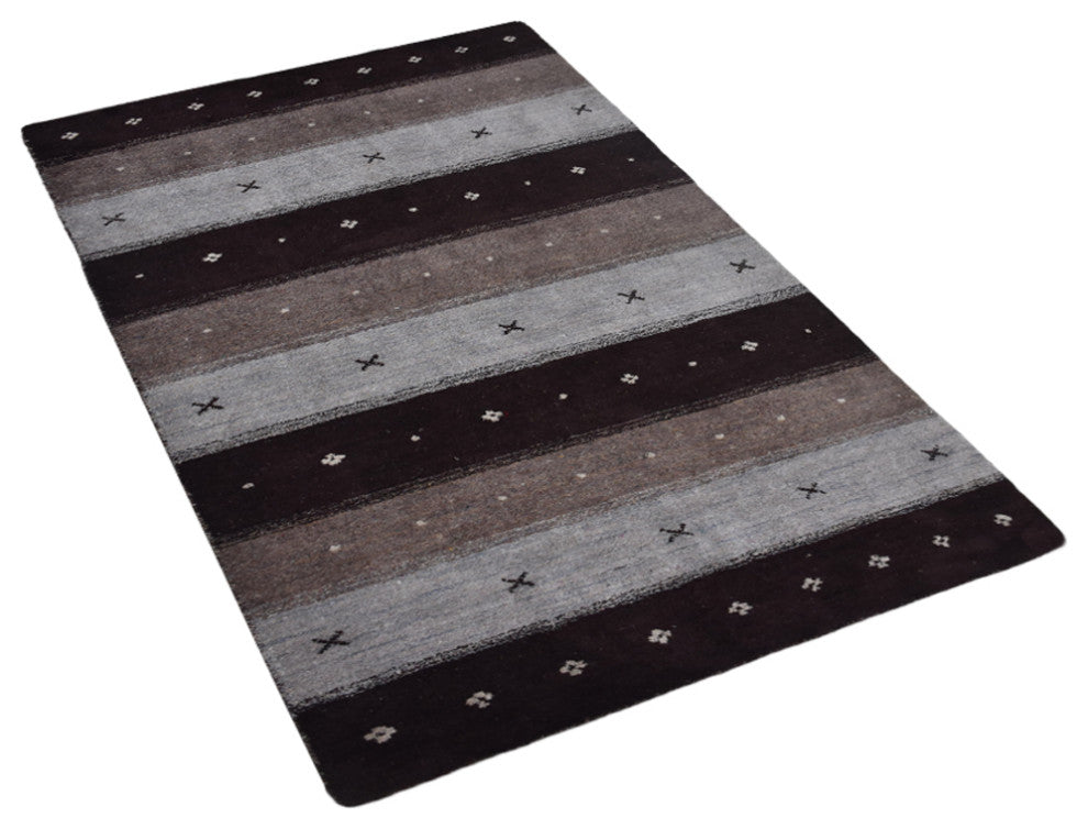 HAND KNOTTED LOOM SILK AREA RUGS-5'x8',Rectangle,Brown Beige,Contemporary