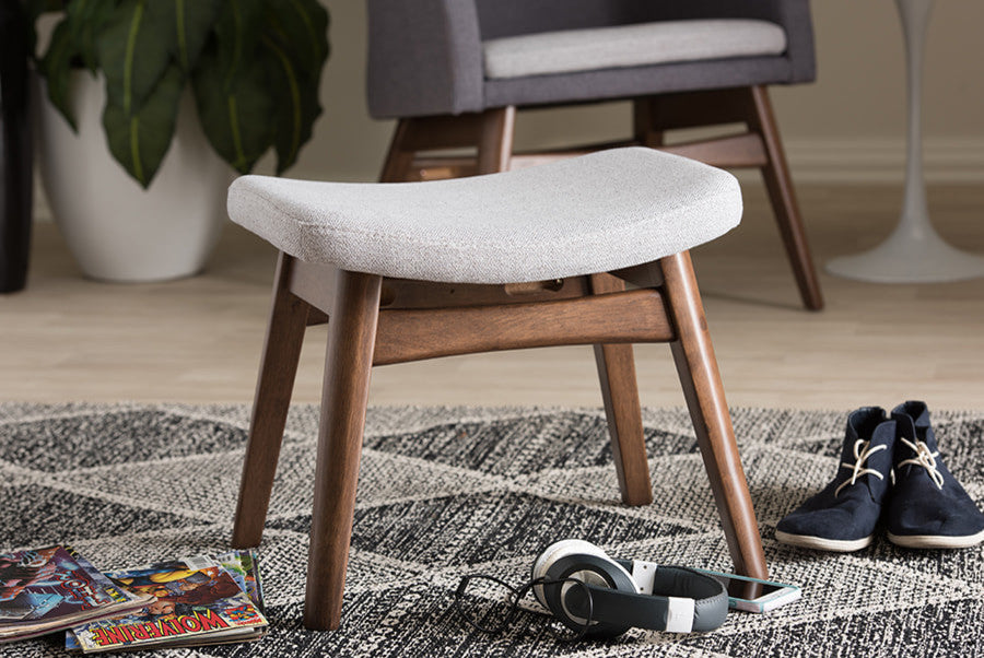 Vera Light Gray Fabric Upholstered Ottoman