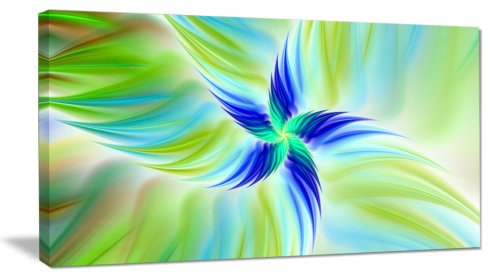 Huge Rotating Green Flower, Floral Canvas Art Print, 32"x16"