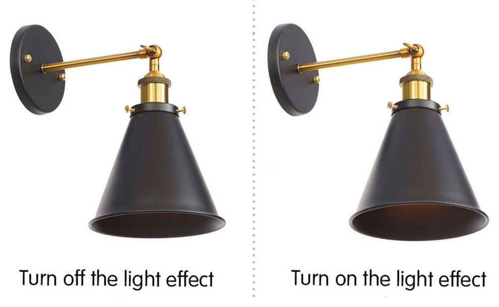 Modern Cone Wall Light Black 1-Light Metal Swing Arm Light