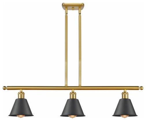 Innovations 516-3I-SG-M8-BK 3-Light Island Light, Satin Gold