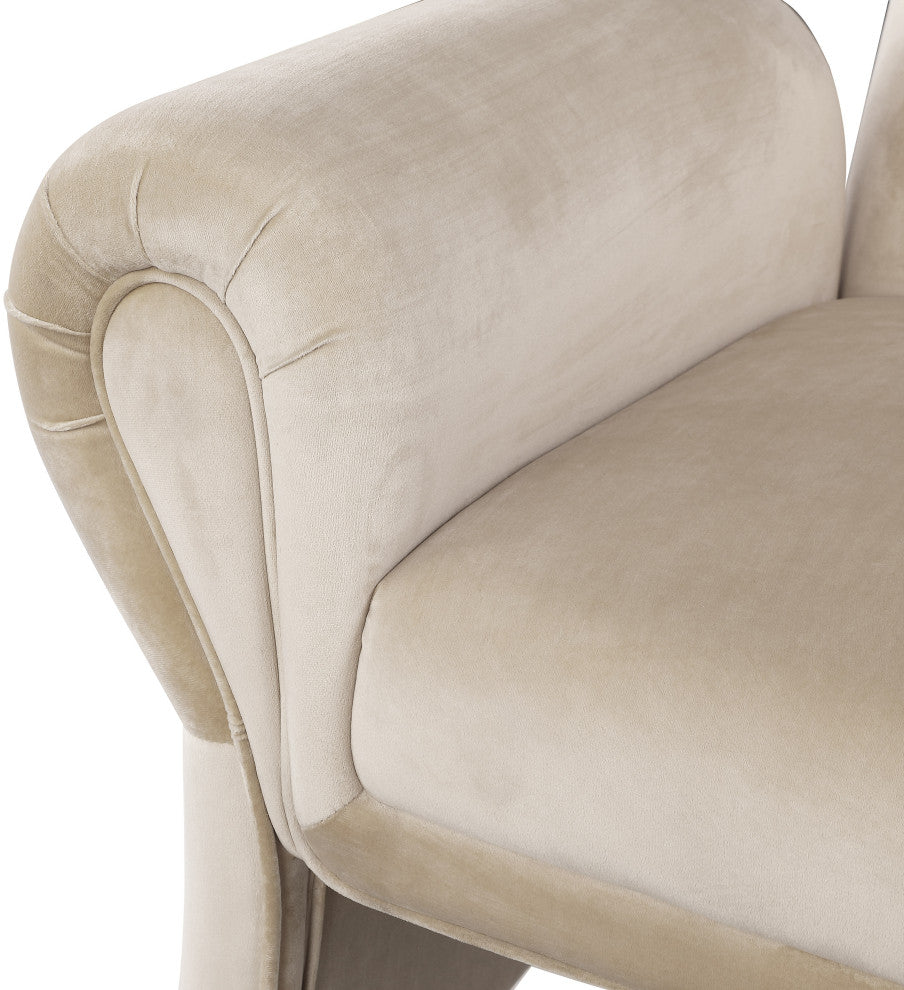Fleurette Velvet Accent Chair, Cream
