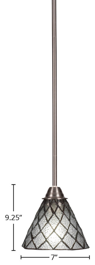 Paramount 1-Light Mini Pendant, Brushed Nickel, 7" Diamond Ice Art Glass