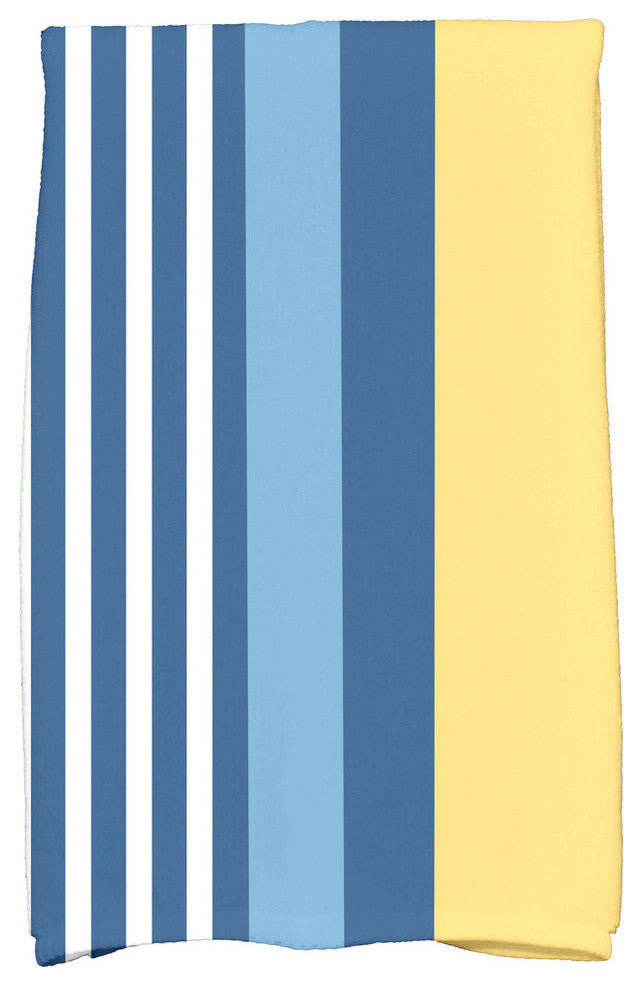 18"x30" Beach Shack, Stripe Print Kitchen Towel, Yellow