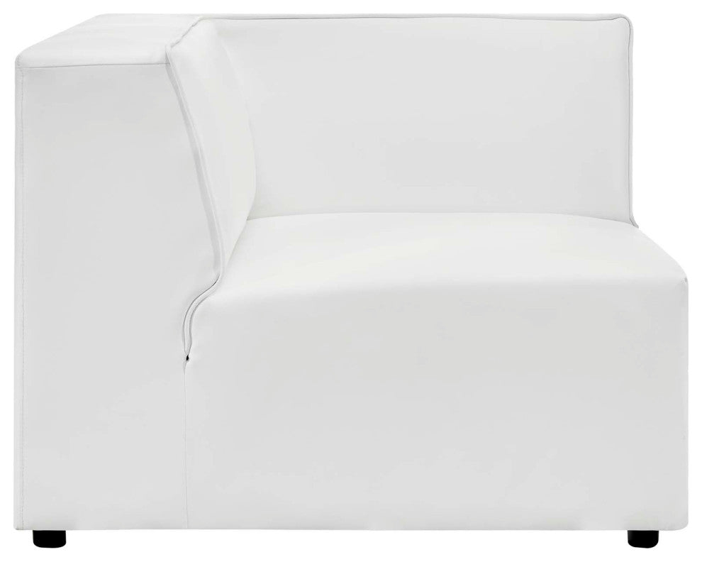 Sofa Corner Chair, Faux Vegan Leather, White, Modern, Living Lounge Hospitality