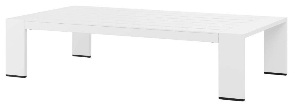 Sectional Sofa Table Set, White Gray, Aluminum, Modern, Outdoor Patio