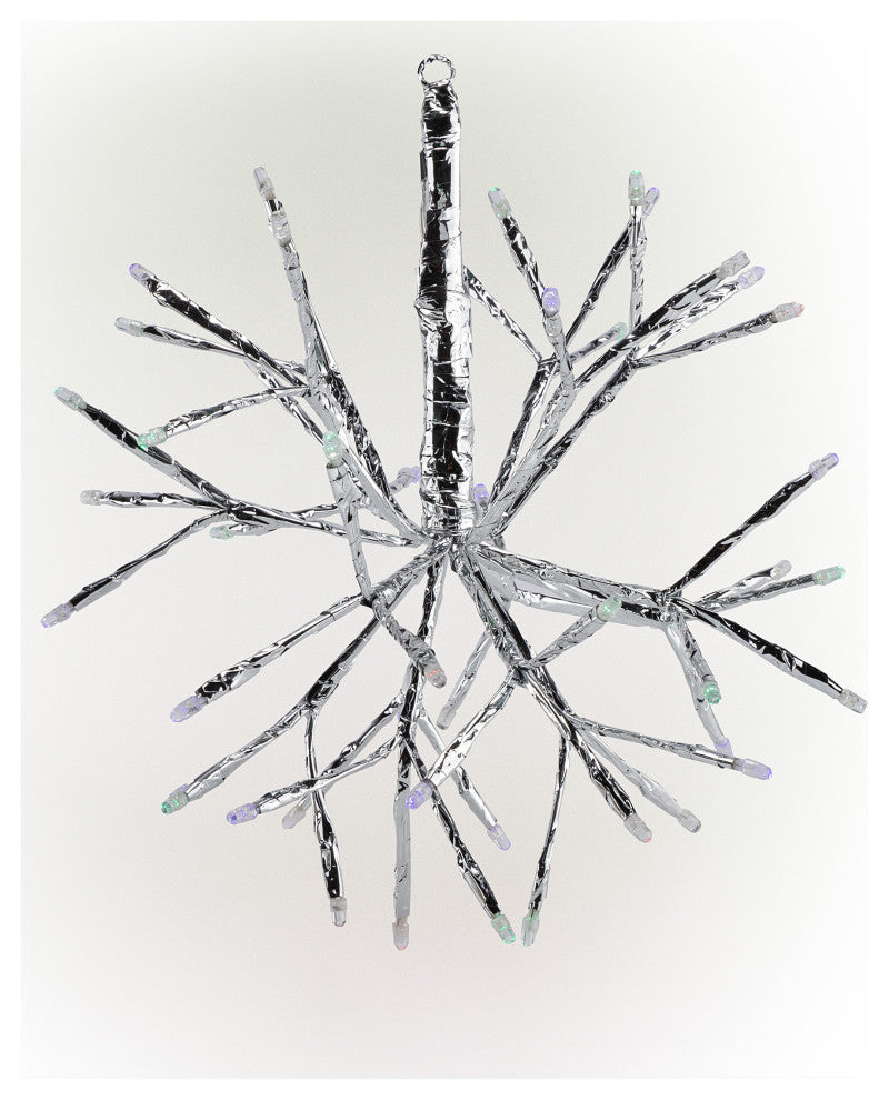 10"H Indoor Christmas Snowflake Ornament with Multi-Colored LED Lights, Silver