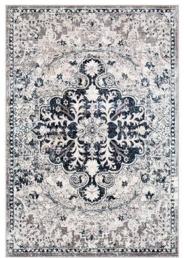 Surya Wanderlust WNL-2307 6'7"x9' Rug, Aqua/Navy/White/Silver Gray/Black