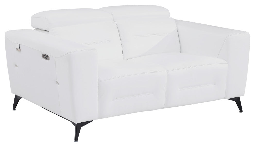 Arezzo Genuine Italian Leather Modern Sofa Set, White