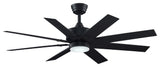 Levon 52" Ceiling Fan Black/Black Blades With LED Light