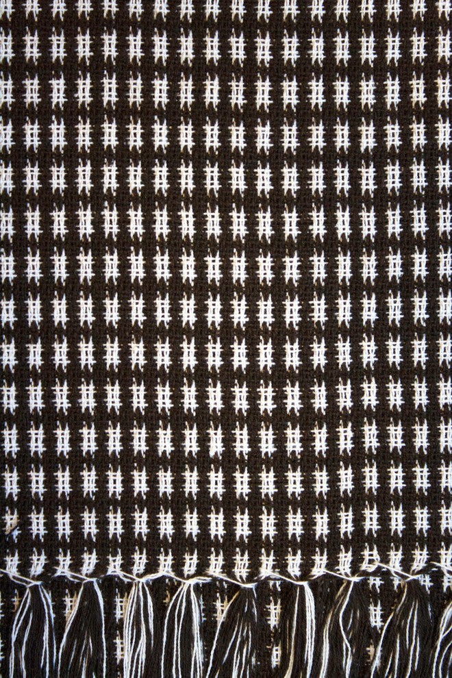 Homespun Fringed 100% Cotton Tablecloth, Chocolate, 70" Round