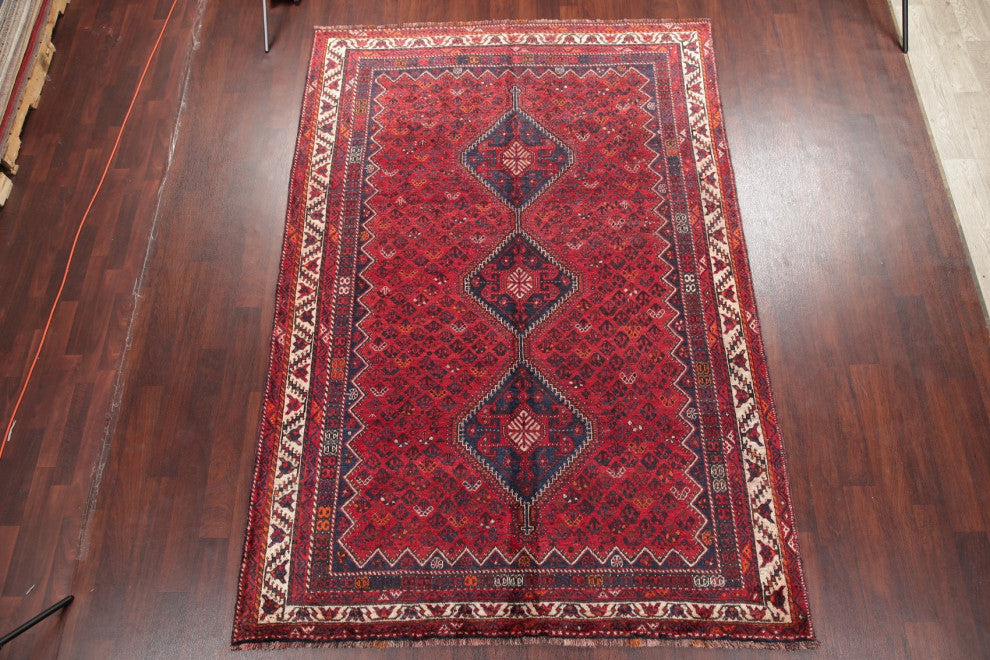 Consigned, Antique Oriental Traditional Hand Made Persian Area Rug, Red, 7x10