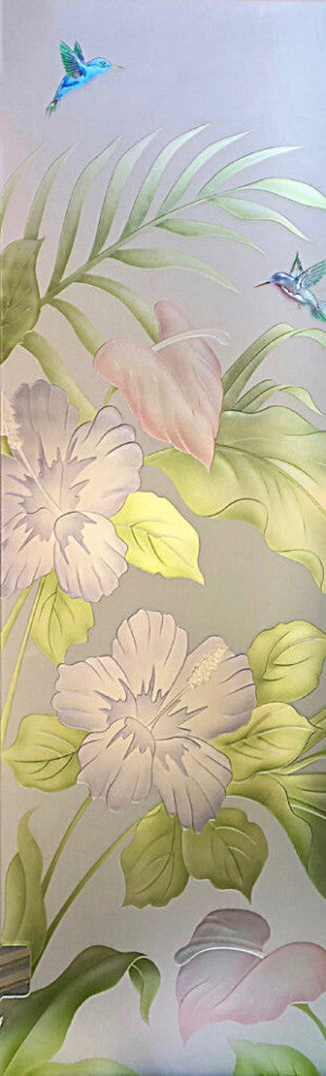 Interior Prehung Door or Interior Slab Door - Hibiscus Anthurium - Primed -...