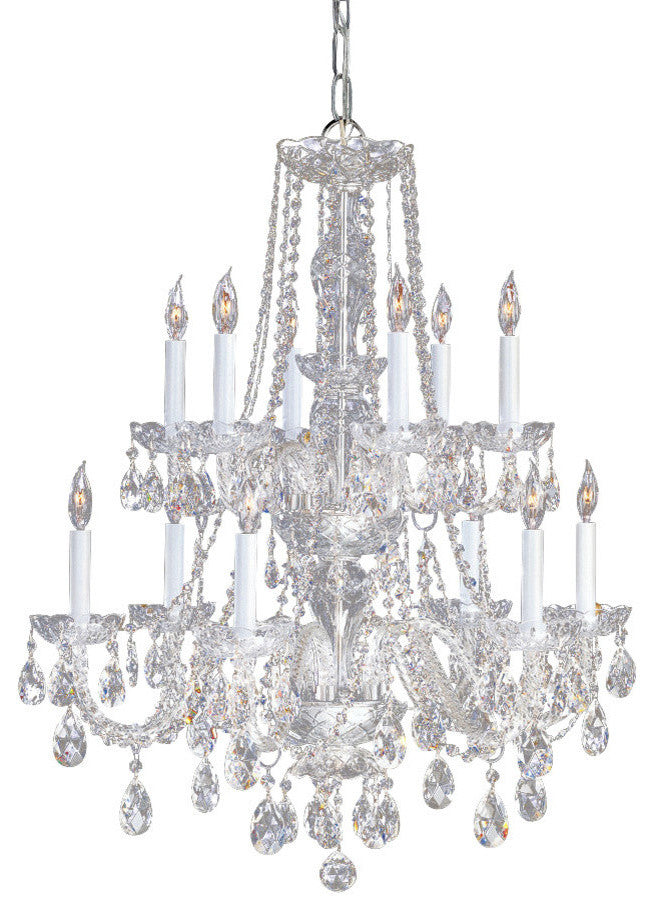 12-Light Chandelier, Crystal: Hand-Cut, Base: Polished Chrome