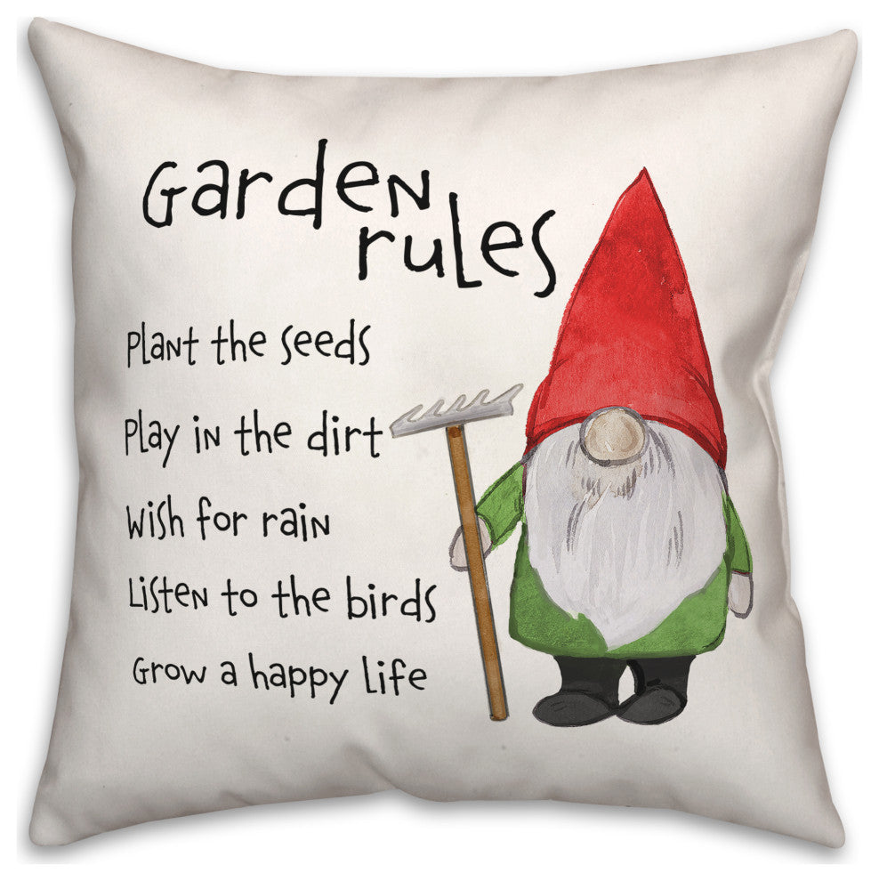 Garden Gnome Rules 2 18x18 Spun Poly Pillow