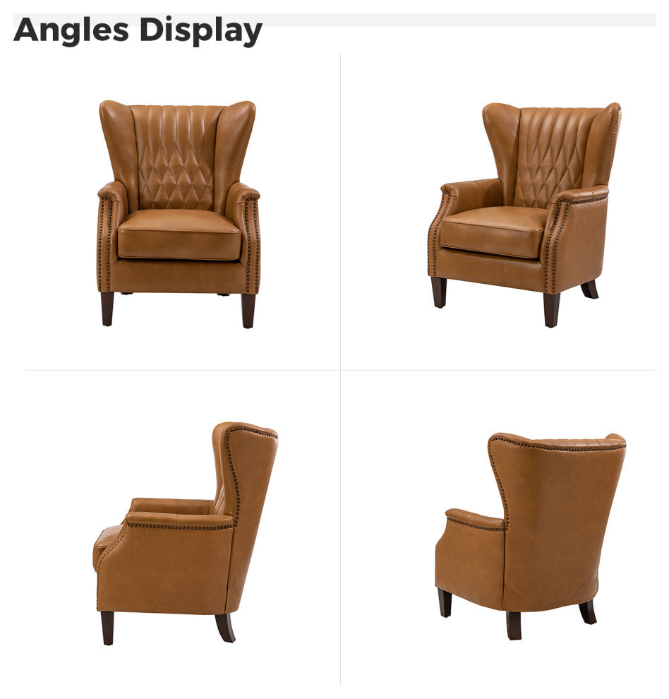 Genuine Leather Armchair, Set of 2, Camel
