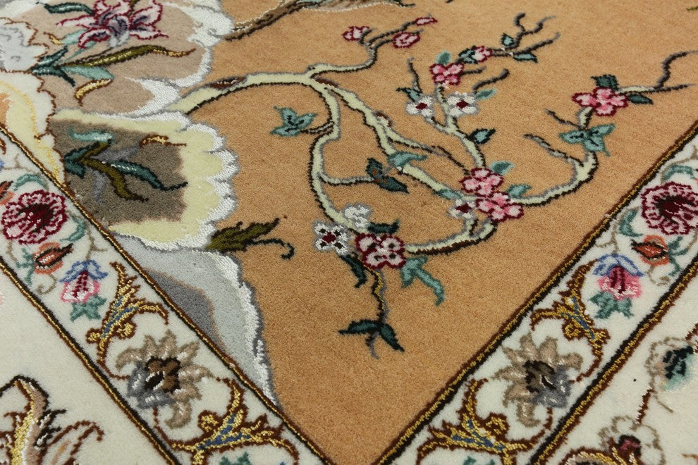 Authentic Persian Isfahan Wool and Silk Hand Knotted Rug, 4'x6'