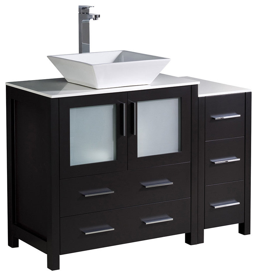 Torino 42" Bathroom Cabinet, Espresso, With Top and Vessel Sink