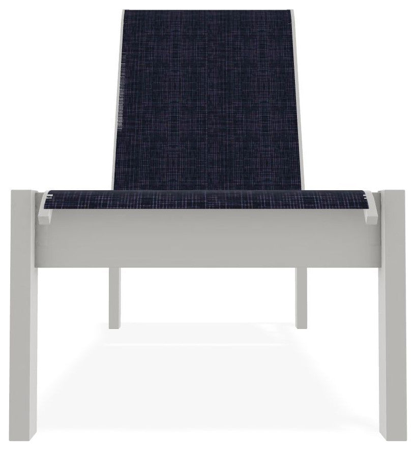 Leeward Sling Stackable Outdoor Chaise Lounge, Moments Navy/Snow