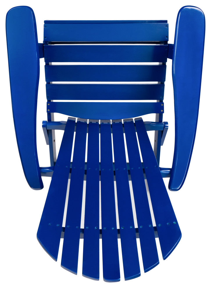 Outdoor Acacia Wood Folding Adirondack Chairs With Cushions, Set of 2, Navy Blue/Dark Teal