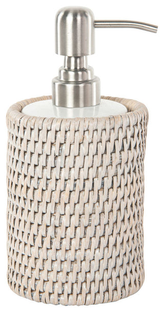 La Jolla Rattan Liquid Soap Dispenser, White Wash