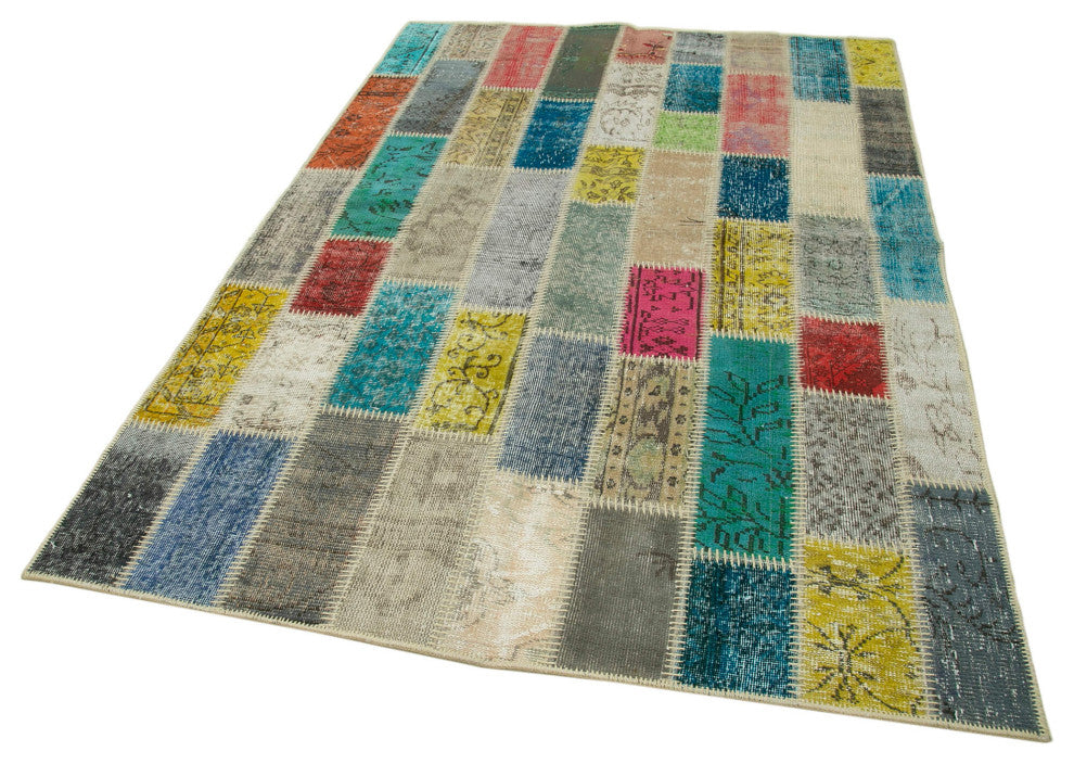 Rug N Carpet - Handwoven Turkish 5' 3" x 7' 10" Contemporary Patchwork Area Rug