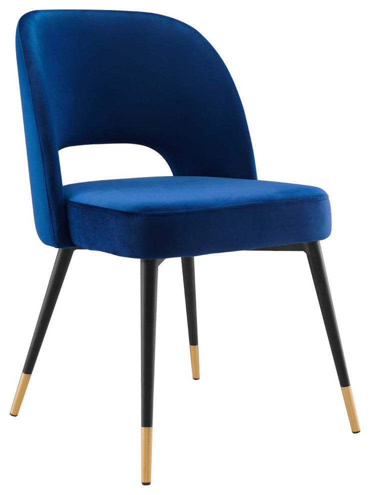 Rouse Performance Velvet Dining Side Chair Navy
