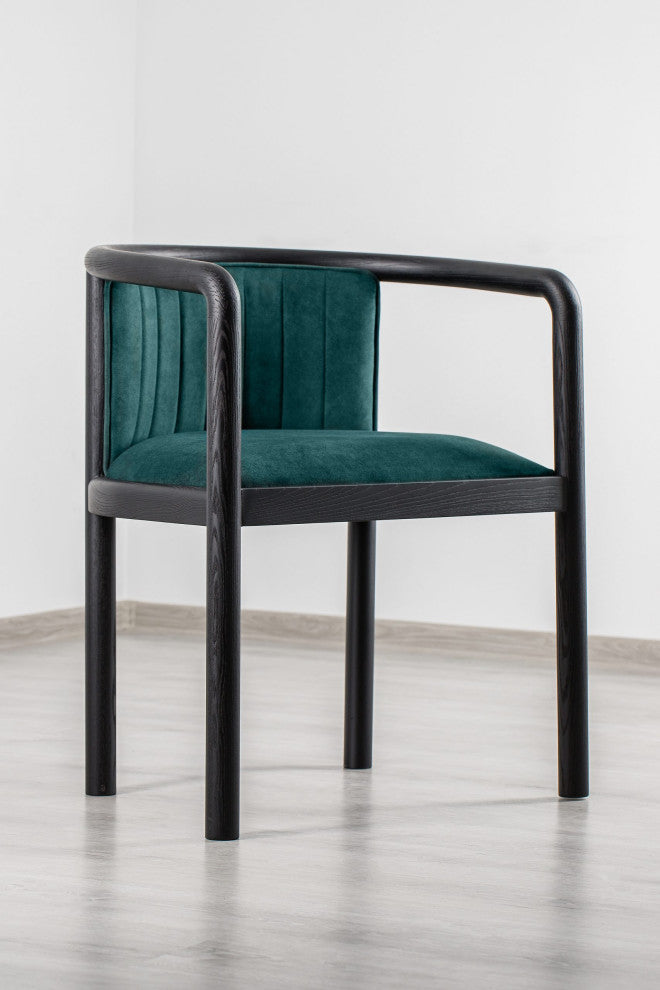 Alton Dining Chair, Black Wood, Emerald Material