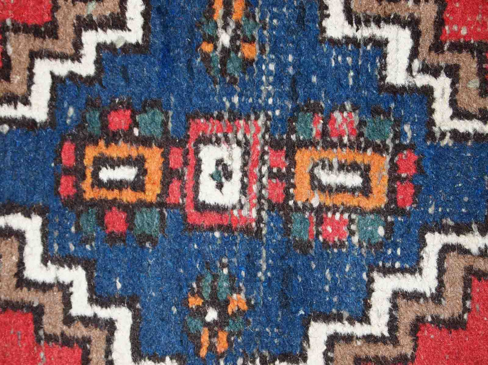 Handmade Vintage Persian Hamadan Rug, 2.4'x4.6', 75cmx141cm 1970s